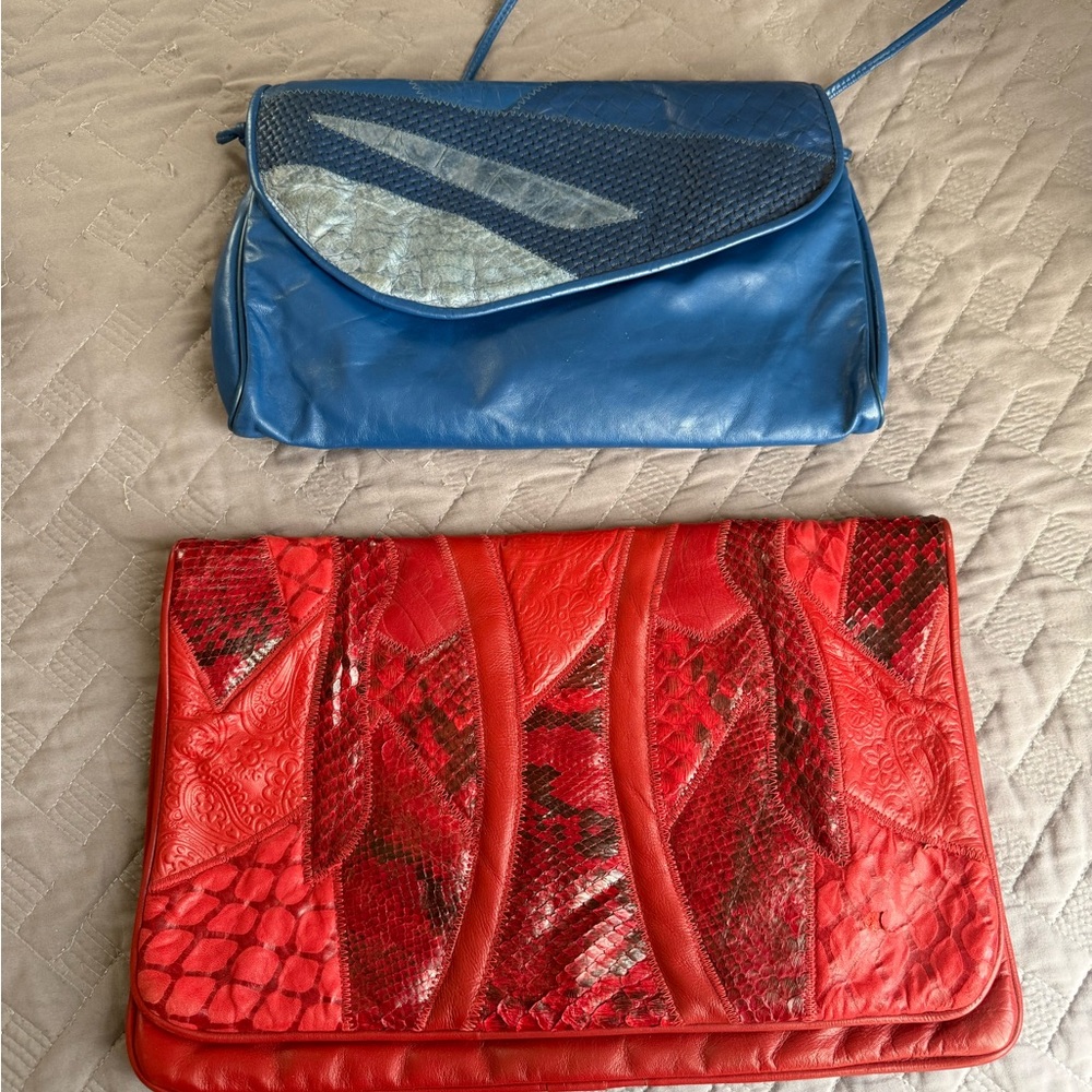 Stylish Red and Blue Women's Clutch Set